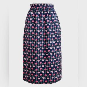 J. CREW Pull-On Pencil Skirt Small Navy Pink Pockets Floral Romantic Block Print
